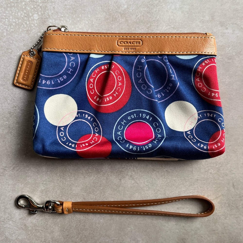 Like New Red and Blue Coach Wristlet - Picture 3 of 13